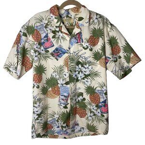 NEWT Honolulu Vintage Mens Shirt Size Medium White Green Tropical Print Aloha